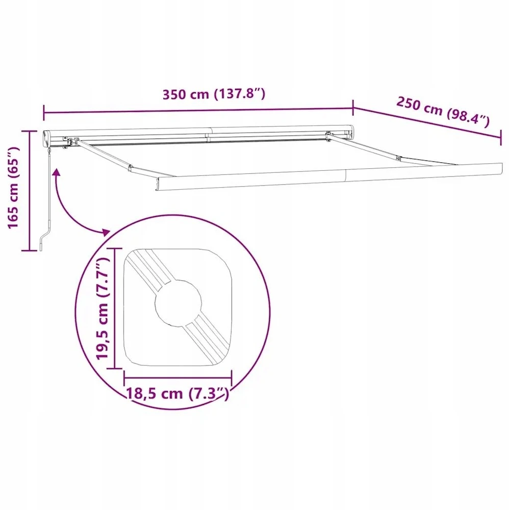 Ištraukiama markizė Raudona ir balta 350 x 250 cm