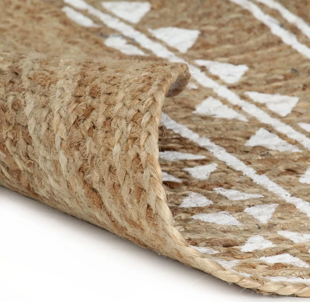 Kilimas, 150cm, džiutas, rankų darbo, su baltos spalvos raštu