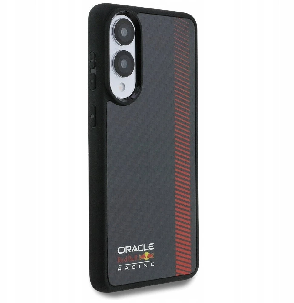 Red Bull Raudona Bull Dėklas Raudona Bull Real Carbon Fiber Powerbar MagSafe Samsung Galaxy S25 Edge juodos spalvos