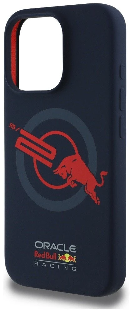 Red Bull Raudona Bull Dėklas Raudona Bull HC Silicone ORBR20 Logo Raudona Lining Apple iPhone 15 Pro MagSafe navy mėlynas