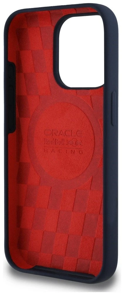 Red Bull Raudona Bull Dėklas Raudona Bull HC Silicone ORBR20 Logo Raudona Lining Apple iPhone 15 Pro MagSafe navy mėlynas