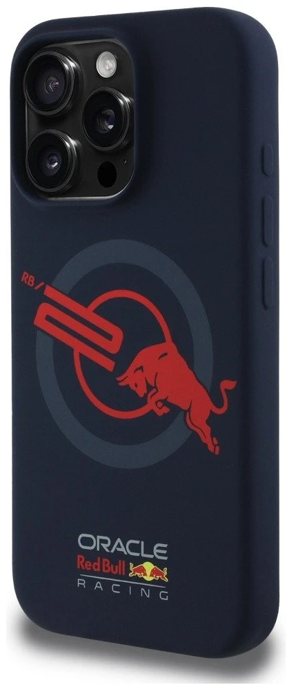 Red Bull Raudona Bull Dėklas Raudona Bull HC Silicone ORBR20 Logo Raudona Lining Apple iPhone 15 Pro MagSafe navy mėlynas