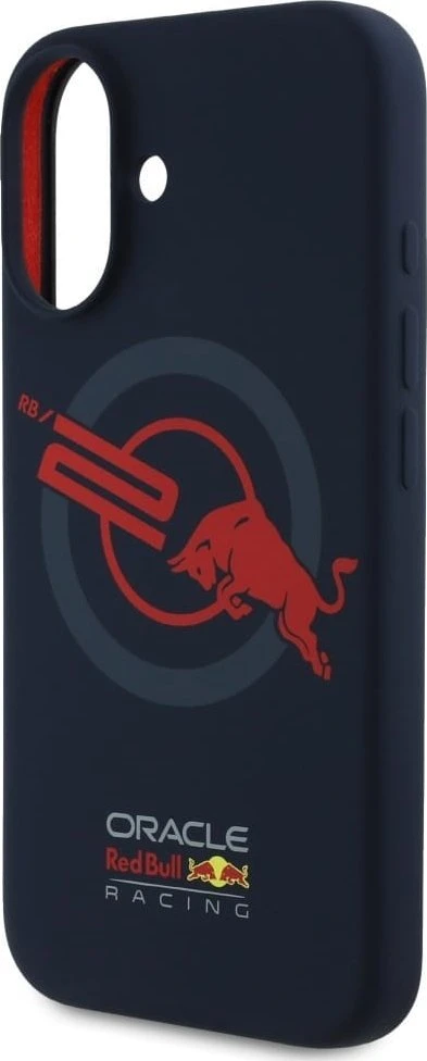 Red Bull Raudona Bull Dėklas Raudona Bull HC Silicone ORBR20 Logo Raudona Lining to Apple iPhone 16 MagSafe navy mėlynas