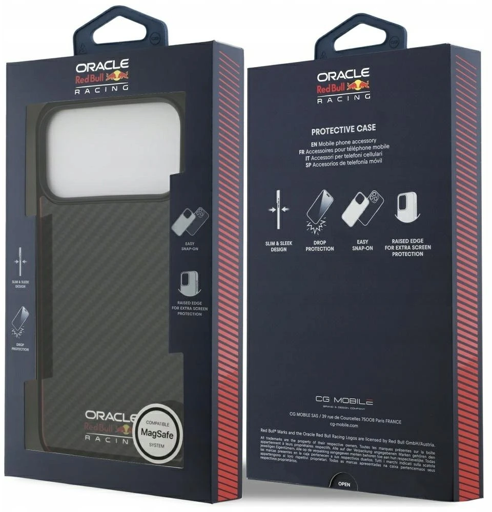Red Bull Raudona Bull Dėklas Raudona Bull Kevlar Logo Matt MagSafe Apple iPhone 17 Pro Max juodos spalvos