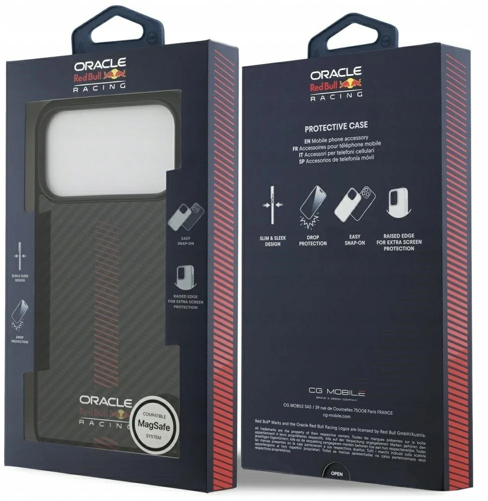Red Bull Raudona Bull Original dėklas Raudonas BULL Kevlar Powerbar MagSafe skirtas Apple iPhone 17 Pro Max juodos spalvos