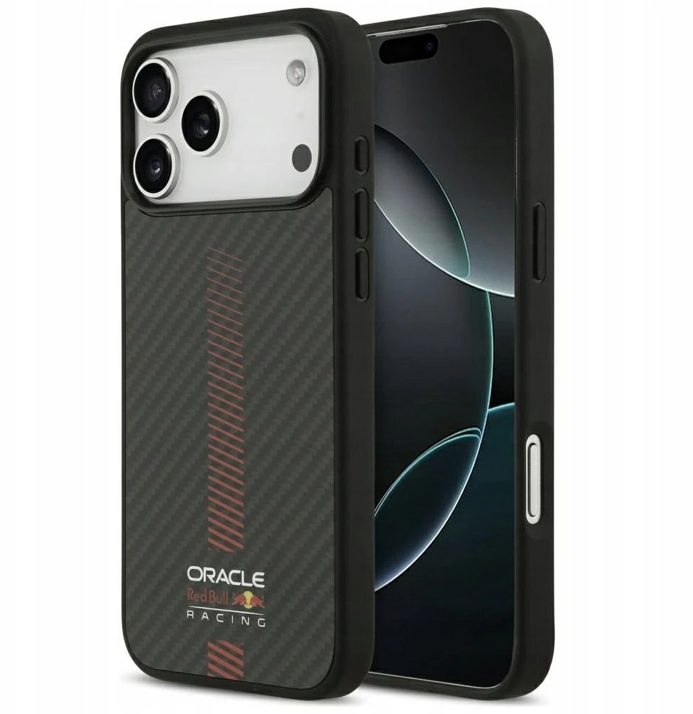 Red Bull Raudona Bull Original dėklas Raudonas BULL Kevlar Powerbar MagSafe skirtas Apple iPhone 17 Pro Max juodos spalvos
