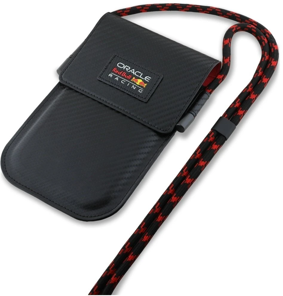 Red Bull Raudona Bull Raudona Bull PU Carbon krepšys telefonui juodos spalvos