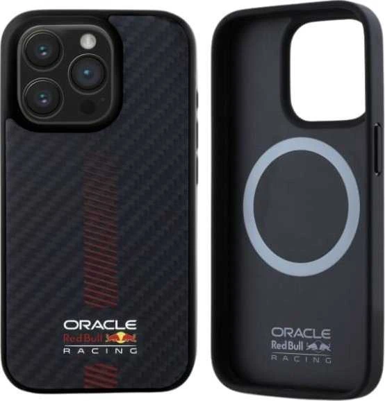 Red Bull Raudona Bull Raudona Bull Carbon Powerbar MagSafe dėklas jūsų Apple iPhone 15 Pro Max juodos spalvos