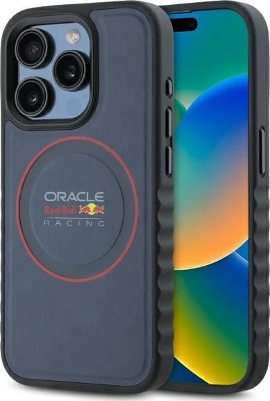 Red Bull Raudona Bull Raudona Bull PU Leather Raudona Ring MagSafe dėklas jūsų Apple iPhone 15 Pro Max mėlynos spalvos