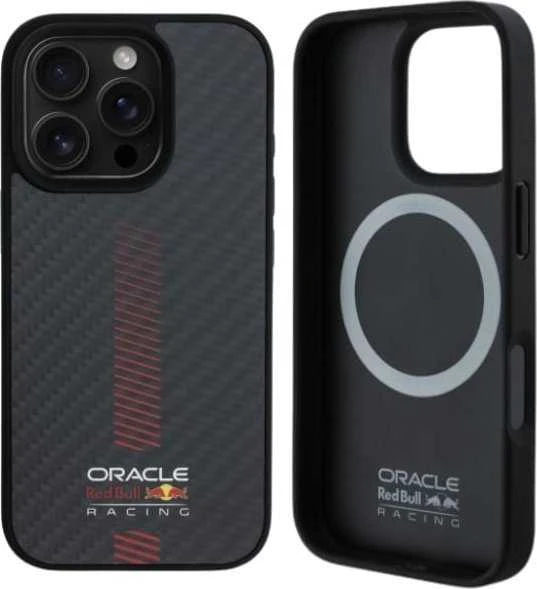 Red Bull Raudona Bull Raudona Bull Carbon Powerbar MagSafe dėklas jūsų Apple iPhone 16 Pro juodos spalvos