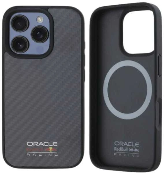 Red Bull Raudona Bull Raudona Bull Carbon Shiny Logo MagSafe dėklas jūsų Apple iPhone 16 Pro juodos spalvos