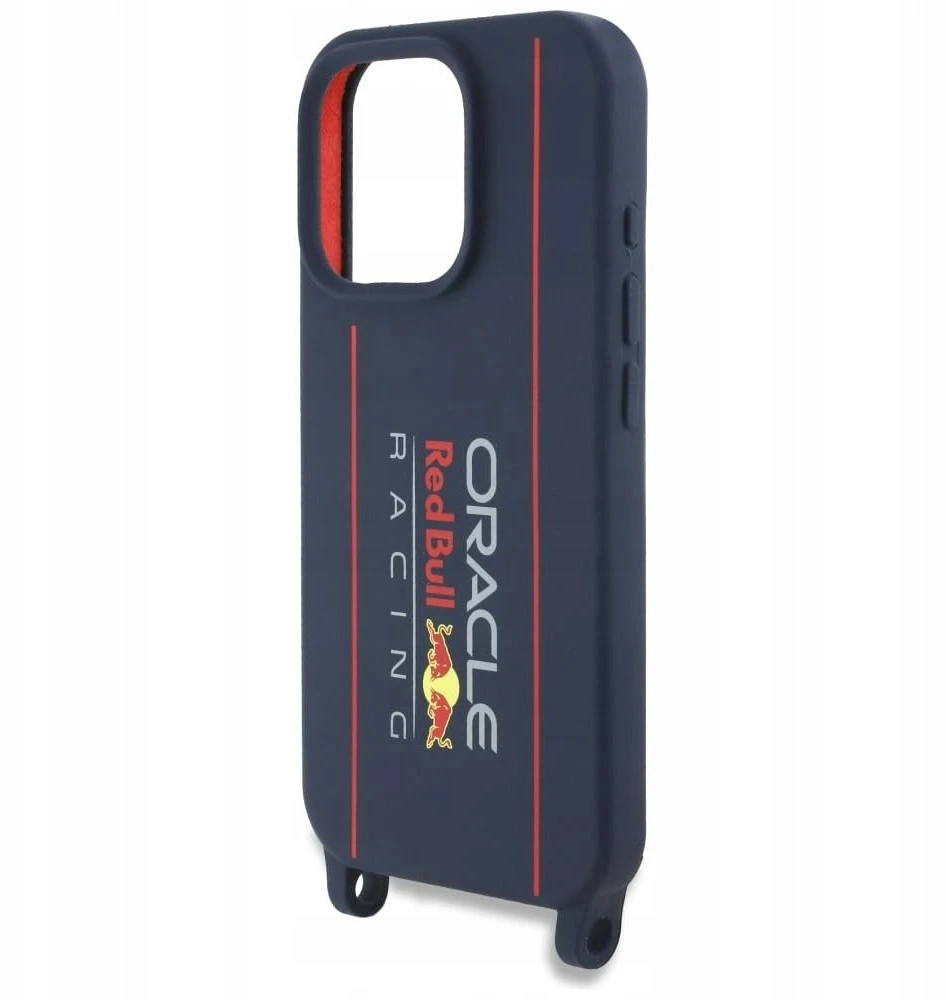 Red Bull Raudona Bull Raudona Bull silikoninis Vertical Logo MagSafe Case + Crossbody Strap for iPhone 16 Pro dėklas telefonui mėlynos spalvos