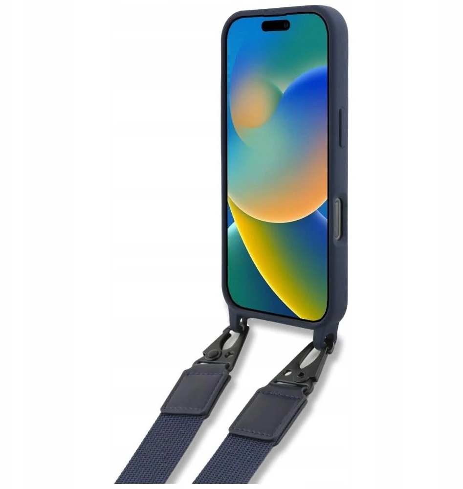 Red Bull Raudona Bull Raudona Bull silikoninis Vertical Logo MagSafe Case + Crossbody Strap for iPhone 16 Pro dėklas telefonui mėlynos spalvos