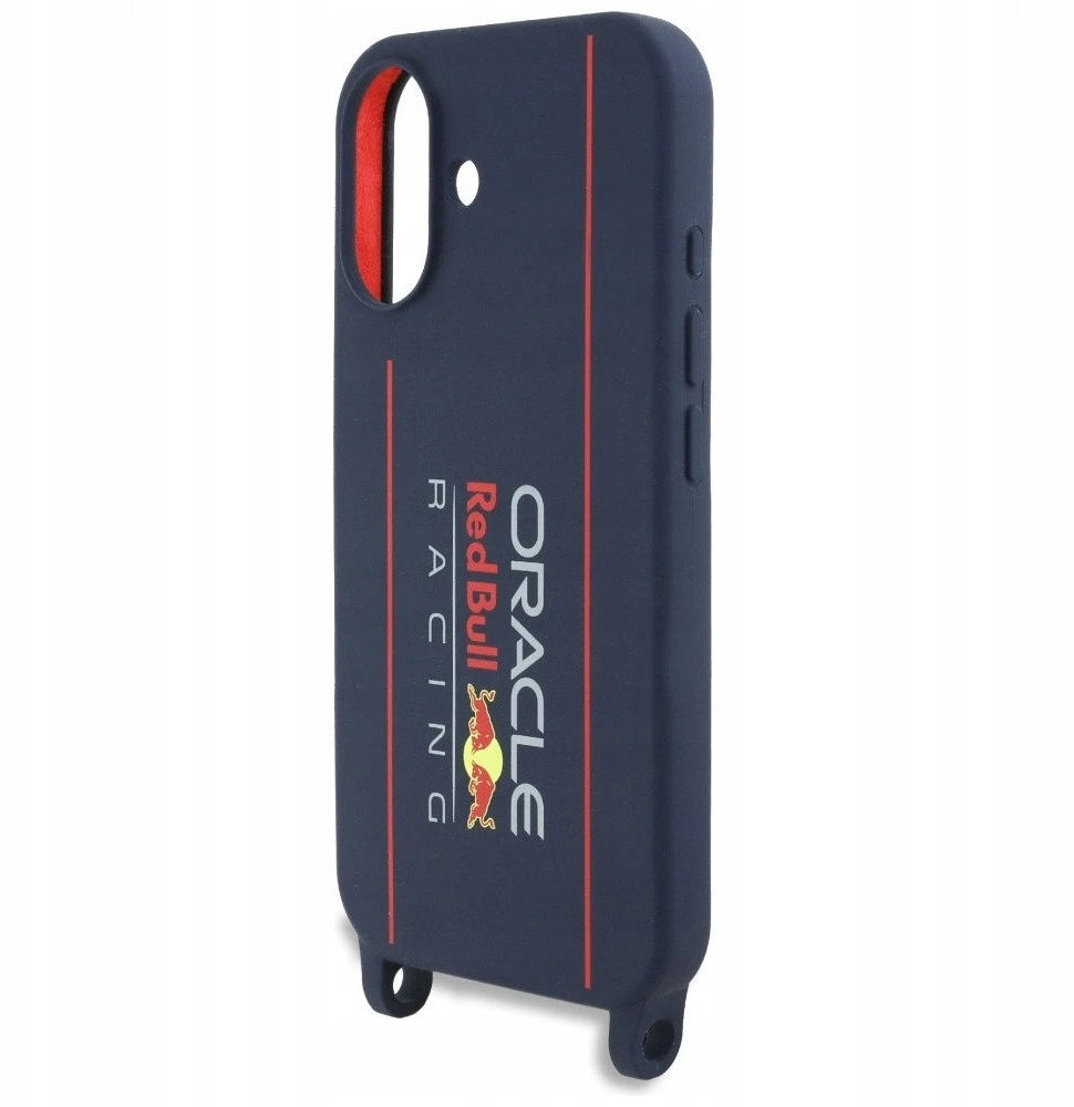 Red Bull Raudona Bull Raudona Bull silikoninis Vertical Logo MagSafe Case + Crossbody Strap for iPhone 16 dėklas telefonui mėlynos spalvos