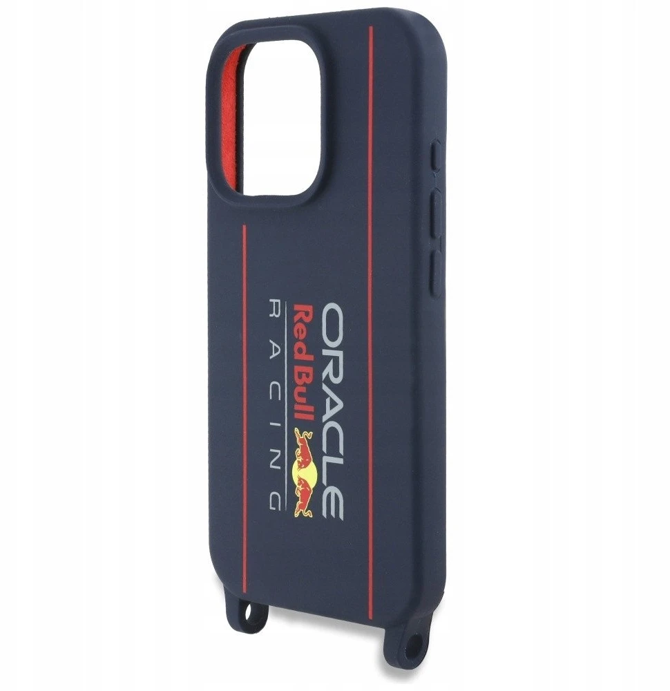 Red Bull Raudona Bull Raudona Bull silikoninis Vertical Logo MagSafe Case + Crossbody Strap for iPhone 16 Pro Max dėklas telefonui mėlynos spalvos
