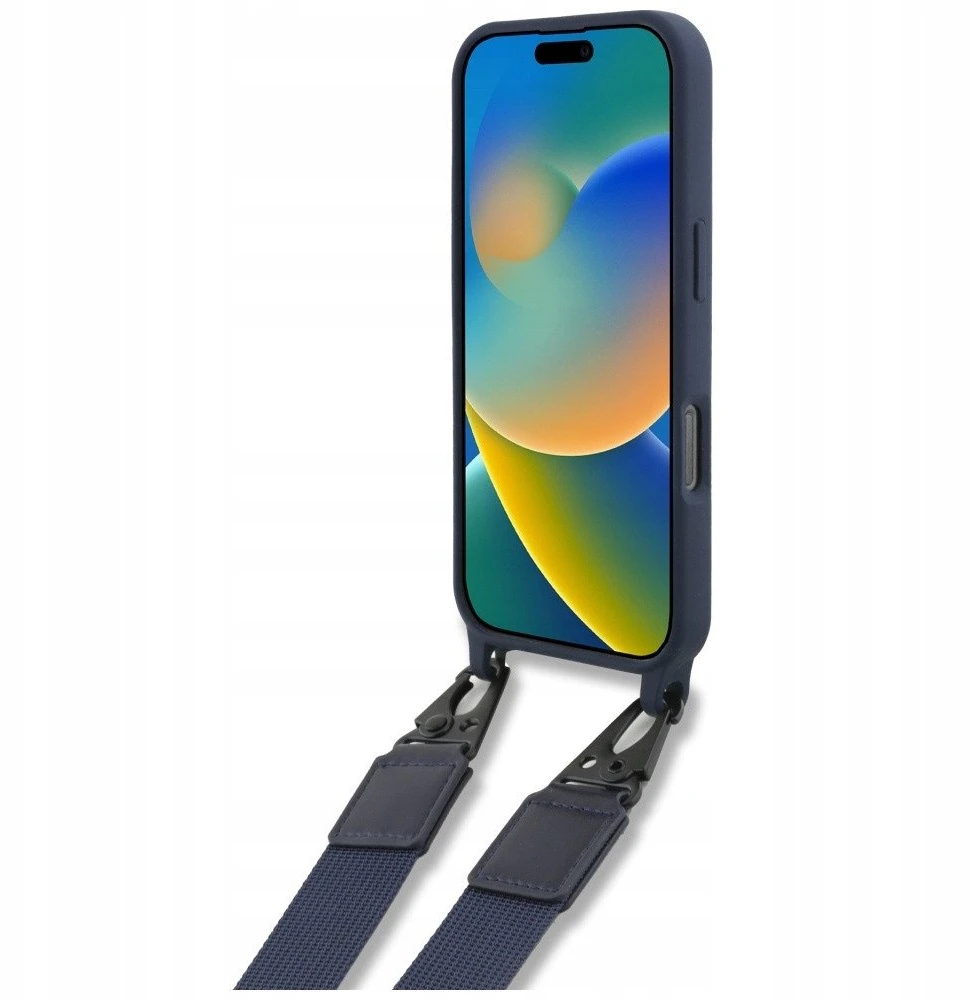 Red Bull Raudona Bull Raudona Bull silikoninis Vertical Logo MagSafe Case + Crossbody Strap for iPhone 16 Pro Max dėklas telefonui mėlynos spalvos