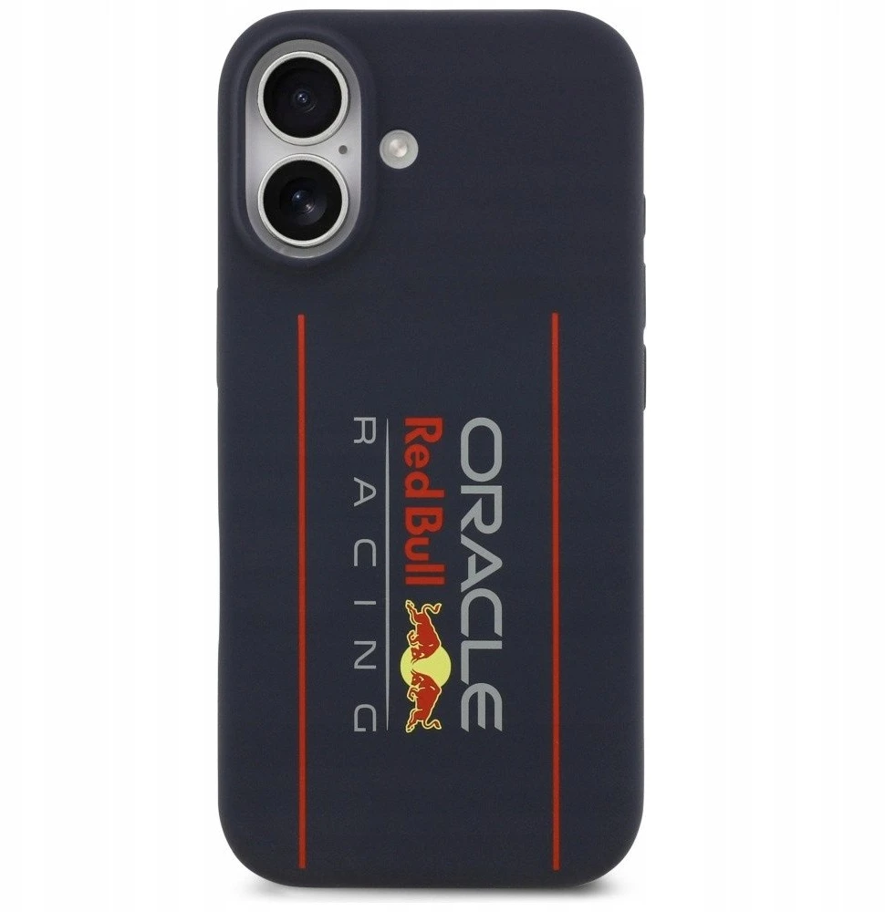 Red Bull Raudona Bull Raudona Bull Silicone Vertical Logo MagSafe dėklas skirtas Apple iPhone 17 mėlynos spalvos