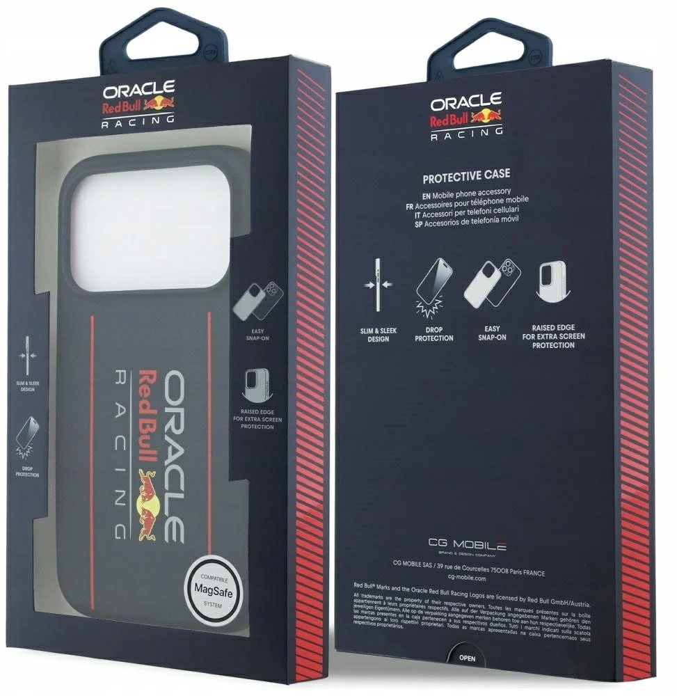 Red Bull Raudona Bull Raudona Bull Silicone Vertical Logo MagSafe dėklas skirtas Apple iPhone 17 Pro Max mėlynos spalvos