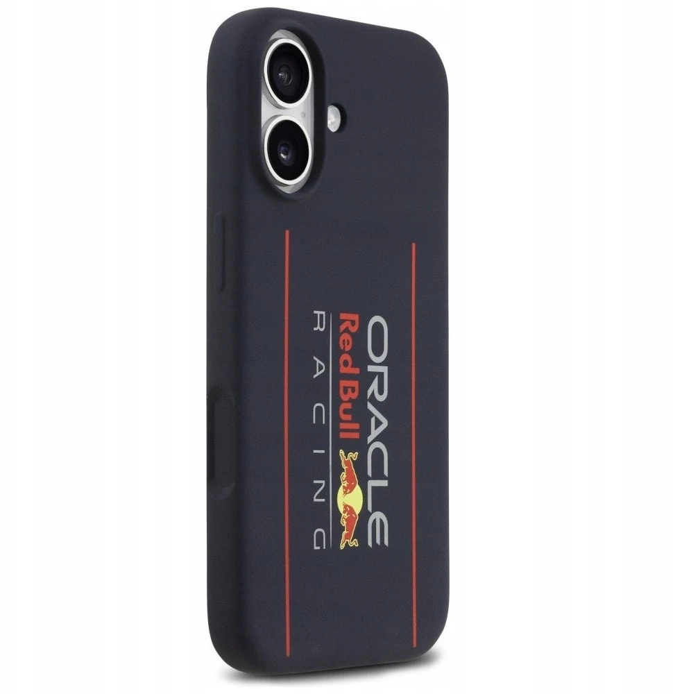 Red Bull Raudona Bull Raudona Bull Silicone Vertical Logo MagSafe dėklas skirtas Apple iPhone 17 mėlynos spalvos