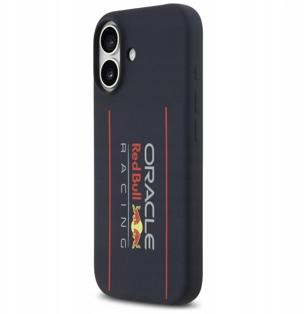 Red Bull Raudona Bull Raudona Bull Silicone Vertical Logo MagSafe dėklas skirtas Apple iPhone 17 mėlynos spalvos