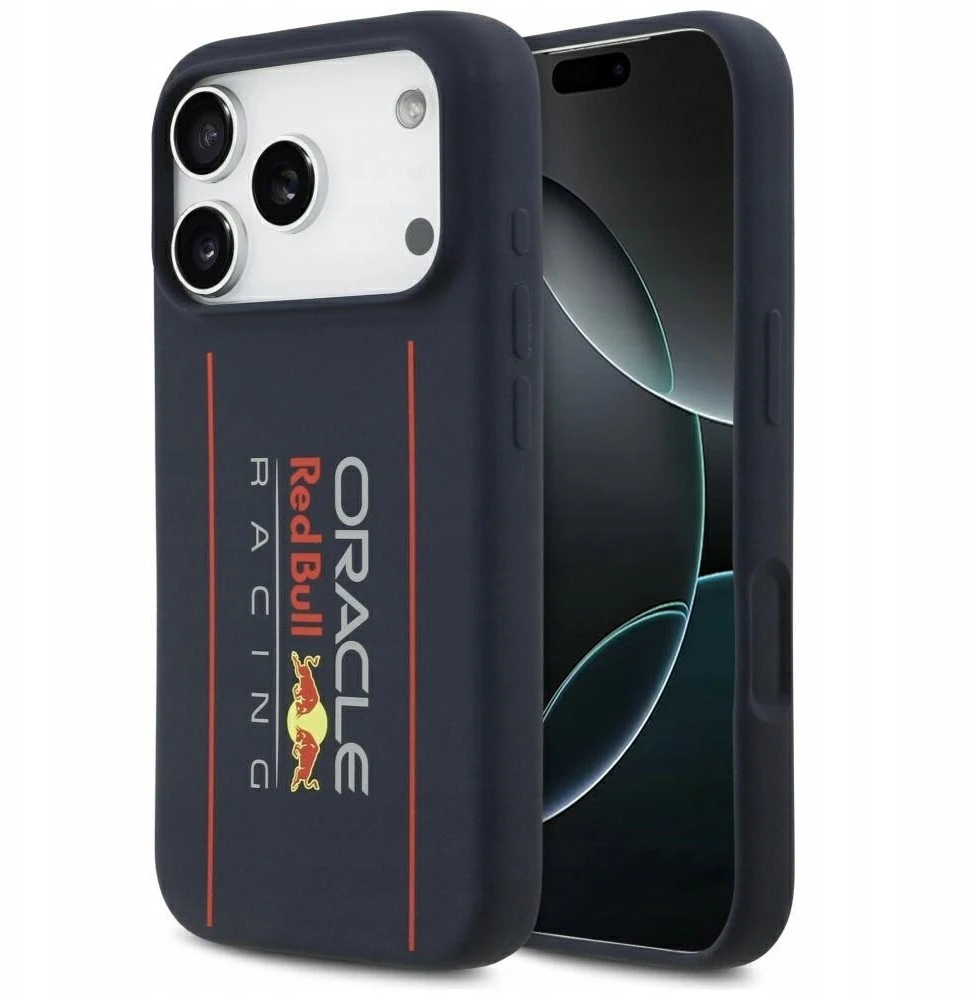 Red Bull Raudona Bull Raudona Bull Silicone Vertical Logo MagSafe dėklas skirtas Apple iPhone 17 Pro Max mėlynos spalvos