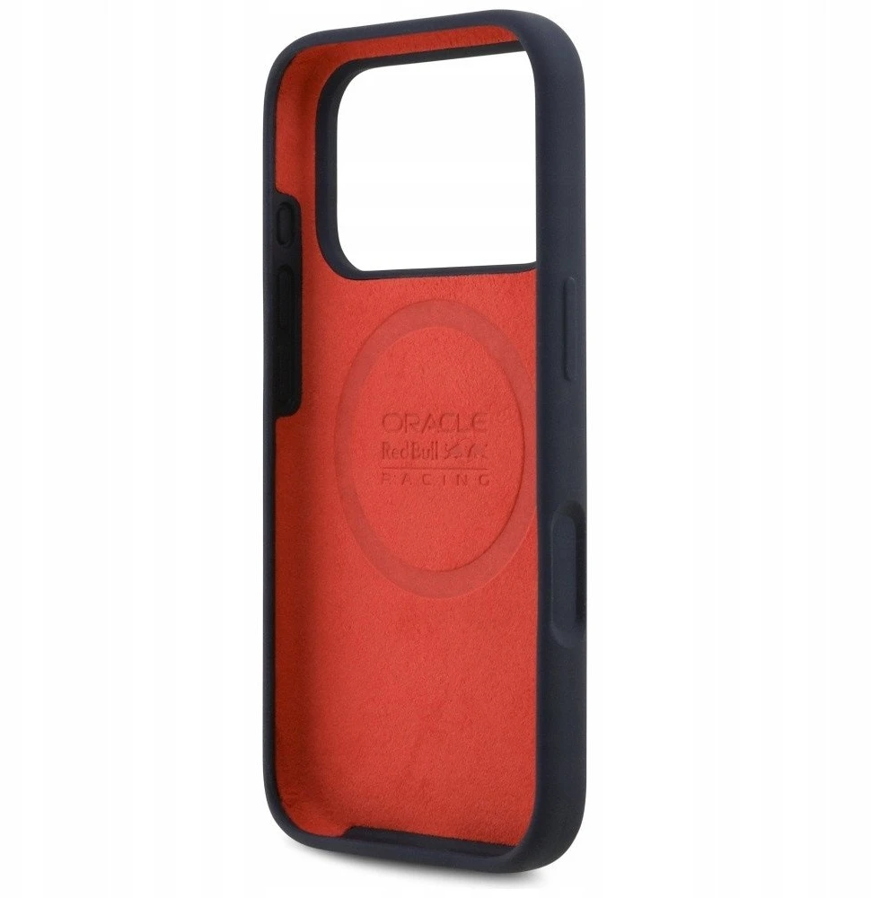 Red Bull Raudona Bull Raudona Bull Silicone Vertical Logo MagSafe dėklas skirtas Apple iPhone 17 Pro Max mėlynos spalvos