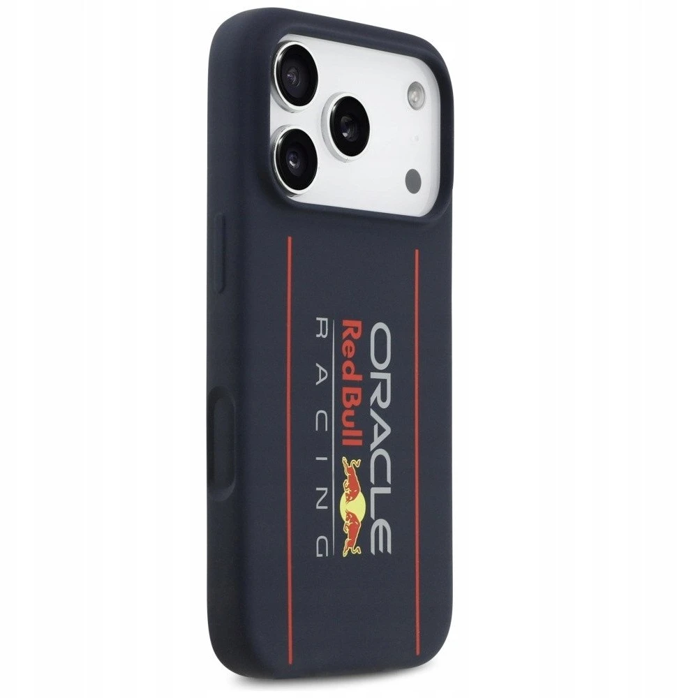 Red Bull Raudona Bull Raudona Bull Silicone Vertical Logo MagSafe dėklas skirtas Apple iPhone 17 Pro Max mėlynos spalvos
