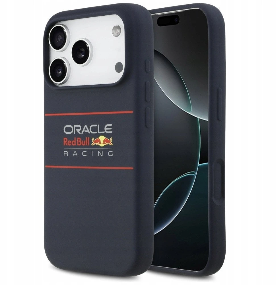 Red Bull Raudona Bull Raudona Bull Silicone Horizontal Centered Logo MagSafe dėklas skirtas Apple iPhone 17 Pro Navy mėlynos spalvos