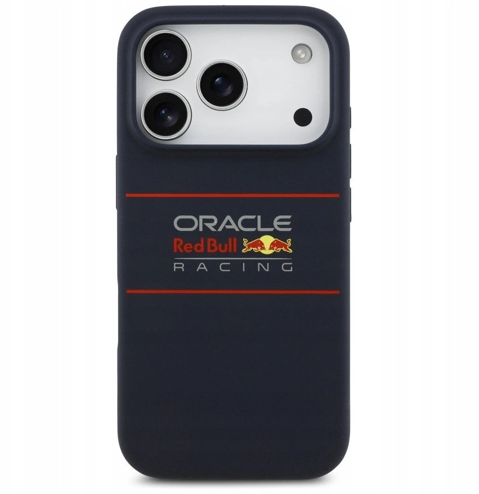 Red Bull Raudona Bull Raudona Bull Silicone Horizontal Centered Logo MagSafe dėklas skirtas Apple iPhone 17 Pro Navy mėlynos spalvos