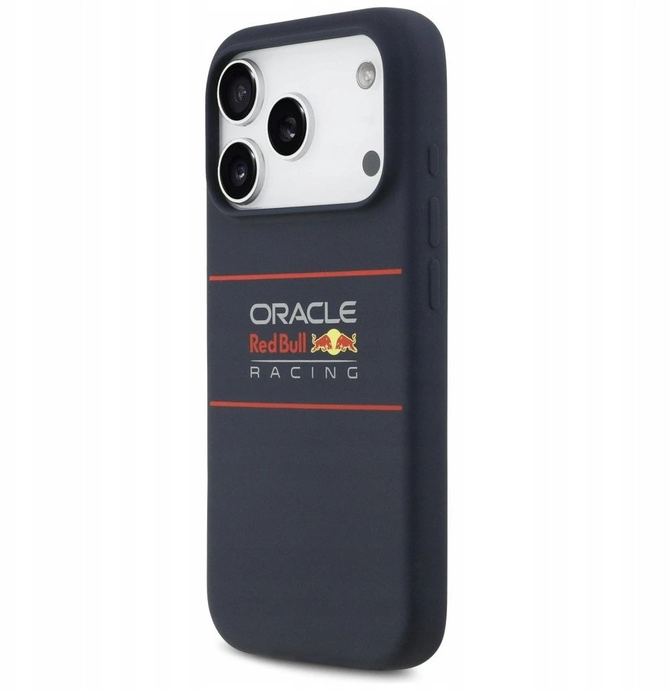 Red Bull Raudona Bull Raudona Bull Silicone Horizontal Centered Logo MagSafe dėklas skirtas Apple iPhone 17 Pro Navy mėlynos spalvos