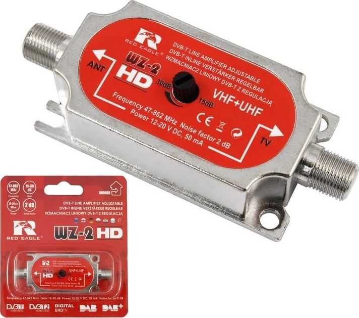 Red Eagle Raudona Eagle Raudona Eagle DVB-T linijinis antenos stiprintuvas su +30dB reguliavimu