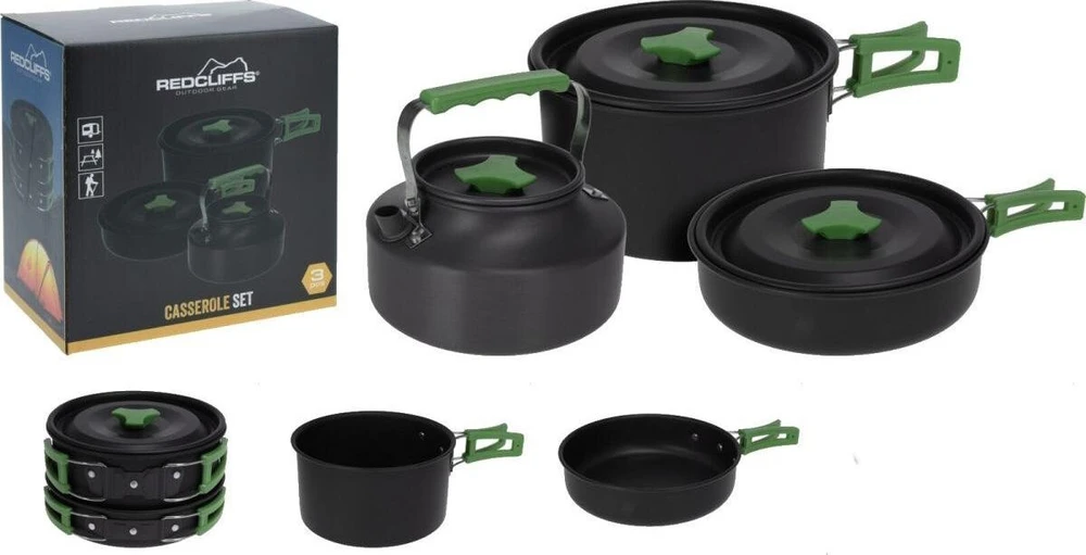 Redcliffs Kempingo puodų rinkinys iš aliuminio 750 / 900 ml / 1,65 l 3 el.