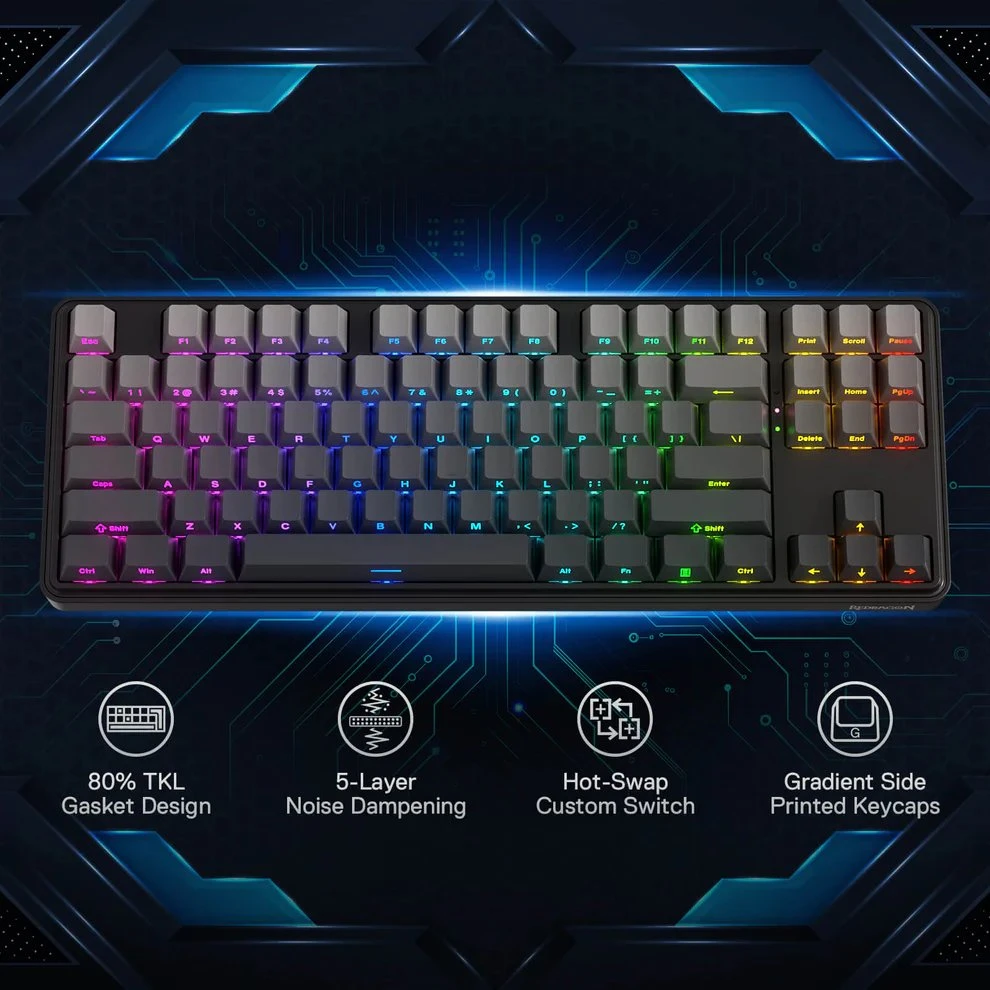 Klaviatūra žaidimams Redragon StarBlade K707SP-RGB-PRO Redragon Linear Mint Mambo Switch belaidė mechaninė su pašvietimu juoda