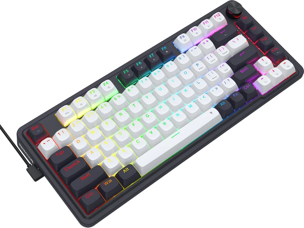 Klaviatūra žaidimams Redragon Ucal Magnetic Redragon UltraMag su laidu magnetyczna su pašvietimu balta ir-juoda