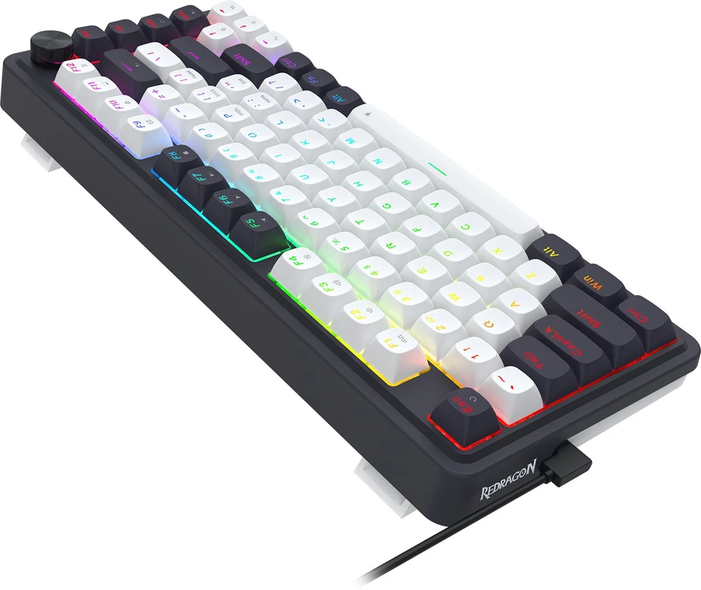 Klaviatūra žaidimams Redragon Ucal Magnetic Redragon UltraMag su laidu magnetyczna su pašvietimu balta ir-juoda