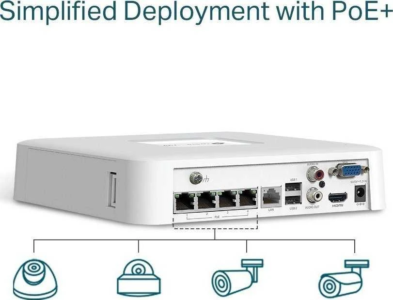 TP-LINK | PoE+ tinklo vaizdo įrašymo įrenginys | VIGI NVR1104H-4P | 1 | 4 kanalų