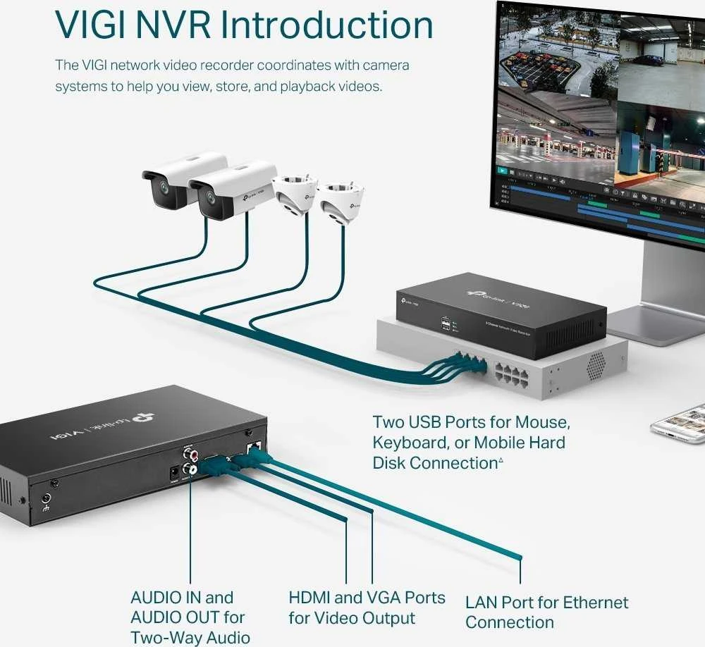TP-Link VIGI NVR1008H tinklinis vaizdo įrašymo įrenginys (NVR) 1U Juoda