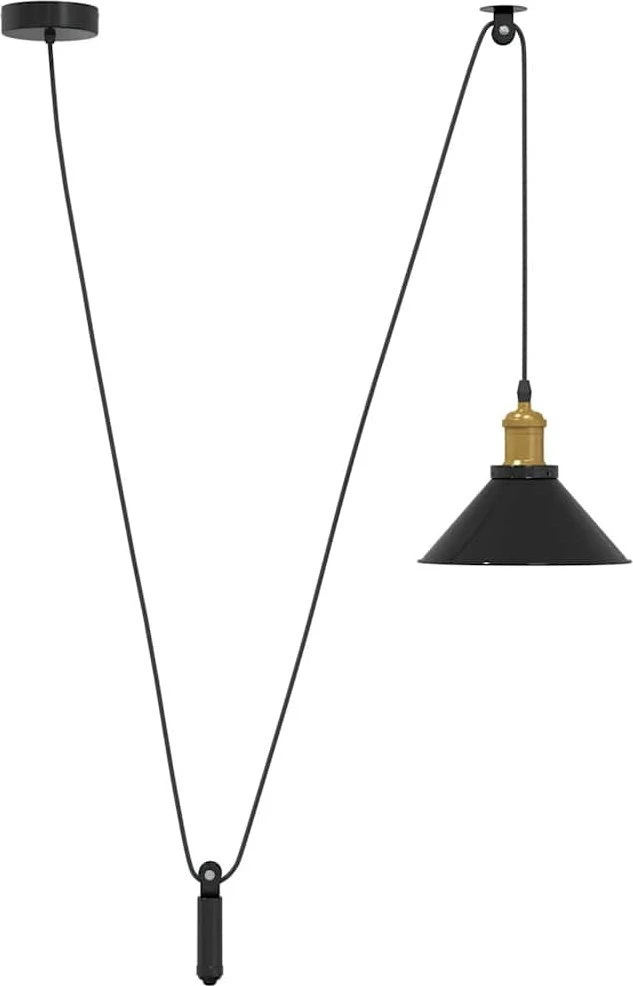Pakabinamas šviestuvas, reguliuojamo aukščio, E27, blizgios juodos spalvos, Ø 22 cm, metalas