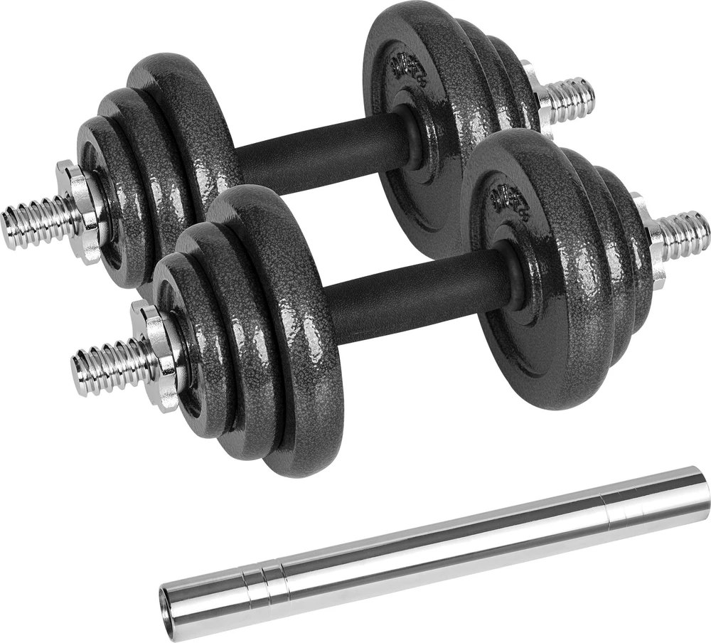REBEL ACTIVE reguliuojamo svorio hanteliai dėkle, 20 kg, su štanga