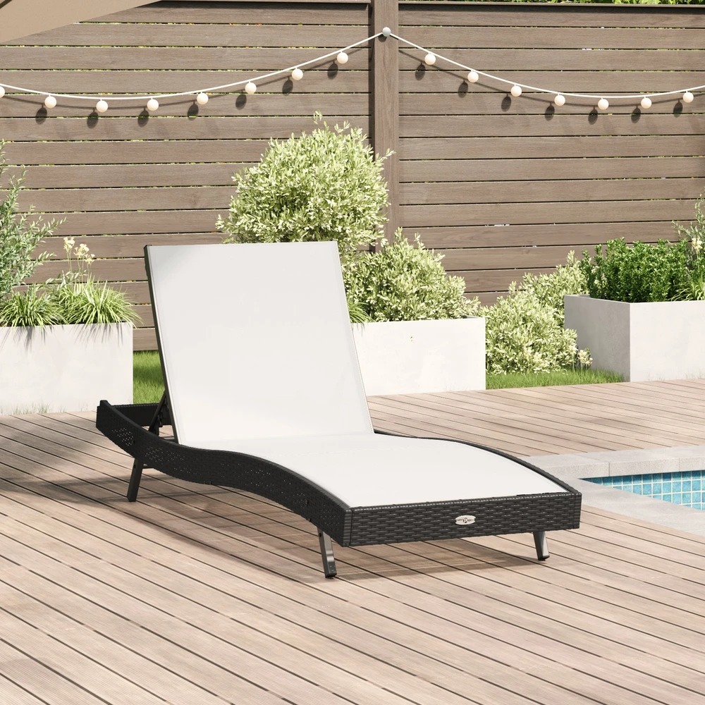 Saulės gultas Juoda ir Balta 197 x 70 x 82 cm poliratanas