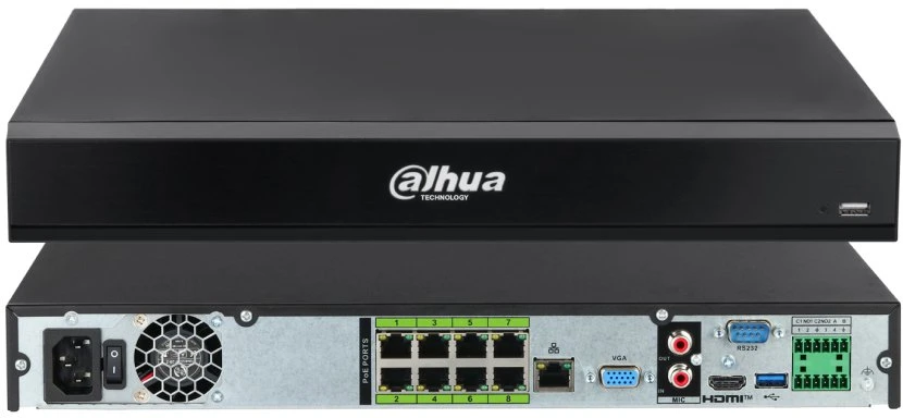 IP ĮRAŠYMO ĮRAŠYMO ĮRAŠYMO ĮRAŠYMO ĮRAŠYMO ĮRAŠYMO ĮRAŠAS NVR5208-8P-XI/PRO 8 KANALAI, 8 PoE WizMind DAHUA