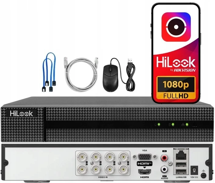 „Hikvision“ 5 viename įrašymo įrenginys „Hilook“ 8 kanalų 4MP DVR-208G-M1/T
