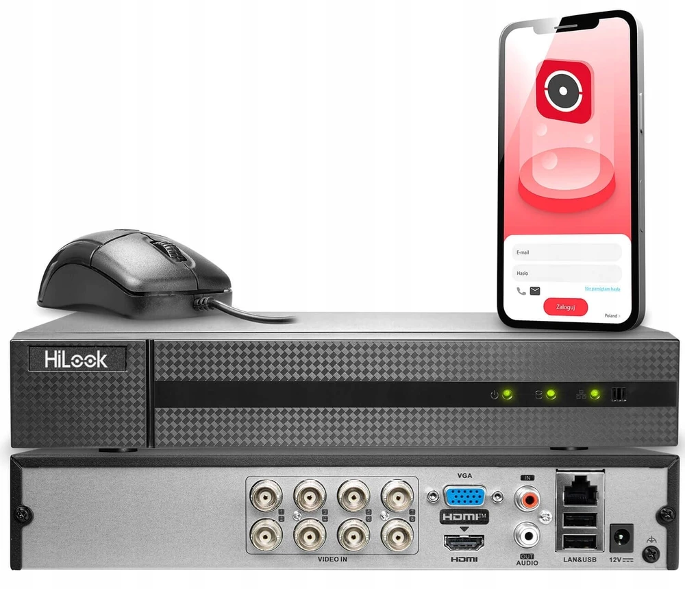 Hikvision Rejestrator 5w1 Hilook 8-kanałowy 5MP DVR-208Q-M1 (E)