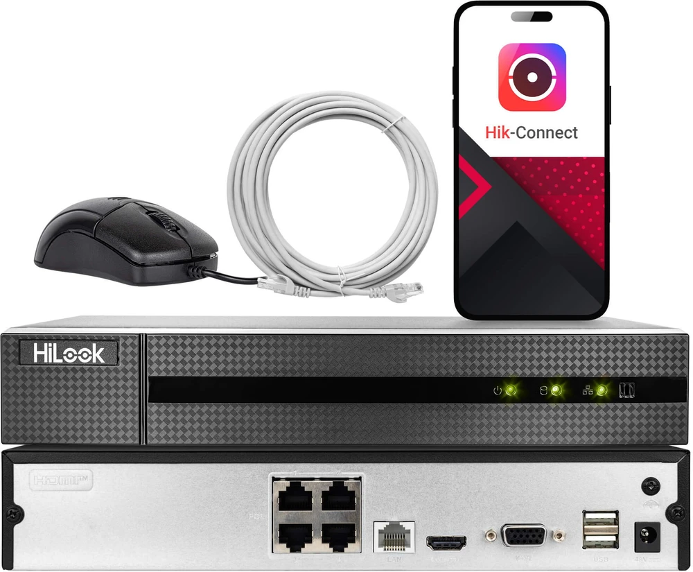 Hikvision „Carruzzo Hilook NVR-104MH-D/4P(D)“ 4 kanalų 5MP PoE IP įrašymo įrenginys