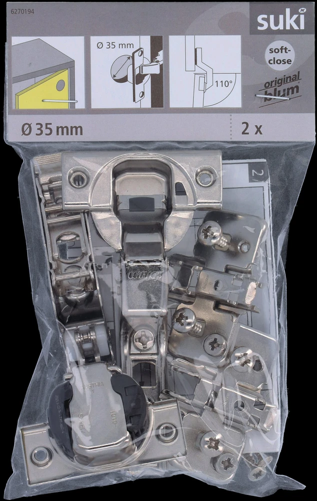 Black Blum LANKST VIDI CLIP SOFT CLOSE D35 110 2VNT
