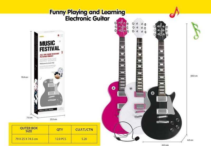 Relacart Vaikų gitaros ir mikrofono rinkinys juodas