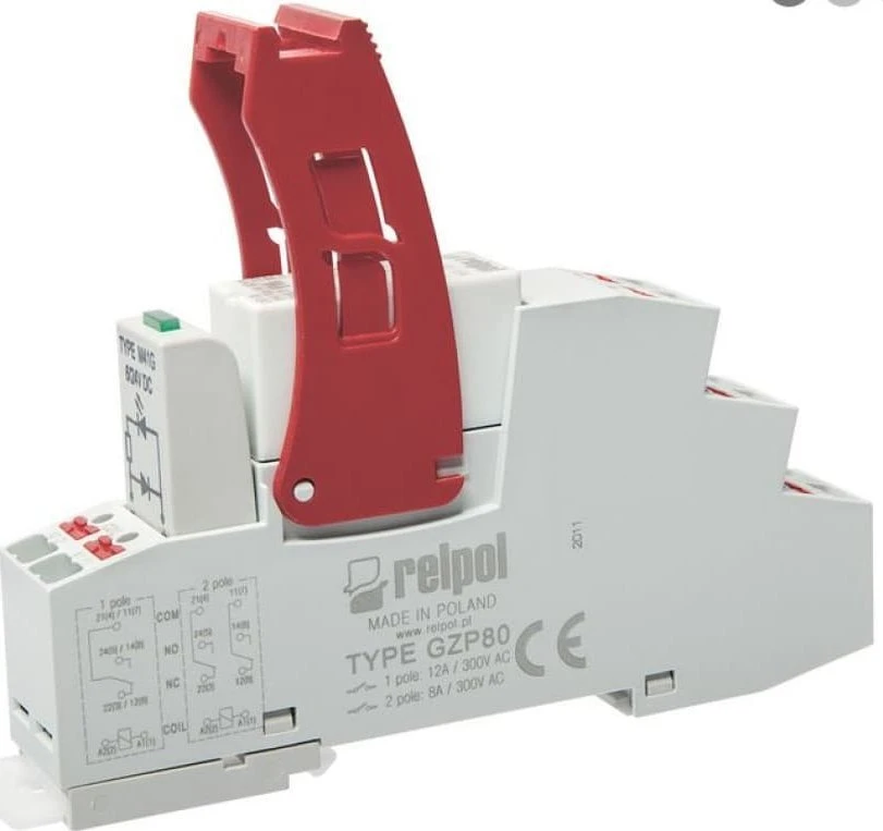 Relpol Įstumiama sąsajos relė 2P 230VAC 8A AgNi PI84-230AC-M93G-PS-2012 864835