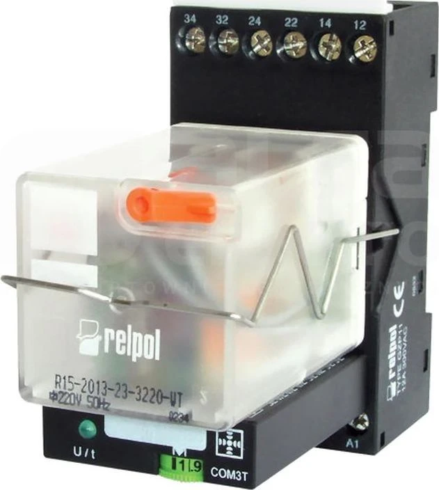 Relpol 855608 Daugiafunkcinė laiko relė 3P 10A 1sek.-10dienų 220V DC PIR153-220DC-00T 855608