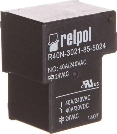 Relpol 2614841 Pramoninė relė 1Z 40A 24V AC PCB R40N-3021-85-5024 2614841