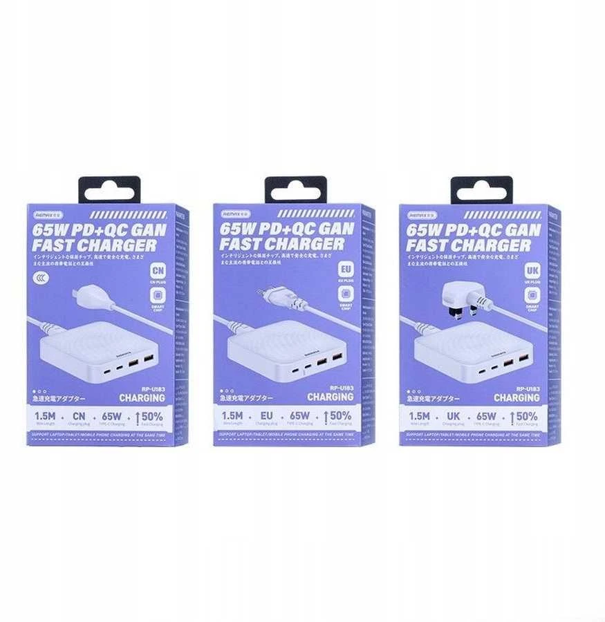 Įkroviklis Remax DONGFENG RP-U183 GaN PD QC Podróżna 2x USB-A 2x USB-C 65 W Baltas (LAD000564)